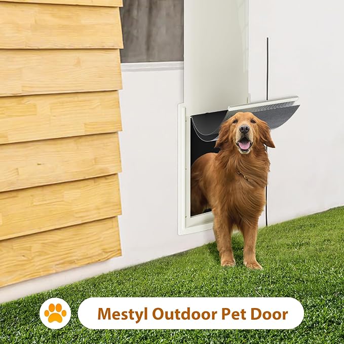 MESTYL Dog Door for Wall and Dog Play Pen Indoors, Heavy Duty Metal Puppy Playpen, Portable Dog Exercise Pen Temporary Pet Fence with Gate, 32" Height 8 Panels
