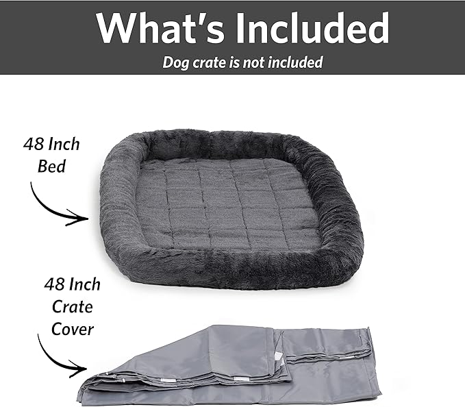 New World Dog Crate Comfort Kit, Matching Dog Crate Cover & Dog Bed to Make Your Dog's Crate Their Home, Fits 48-Inch Long Dog Crates, Dog Crate Not Included