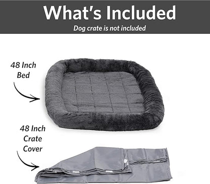 New World Dog Crate Comfort Kit, Matching Dog Crate Cover & Dog Bed to Make Your Dog's Crate Their Home, Fits 48-Inch Long Dog Crates, Dog Crate Not Included