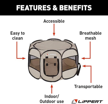 Lippert Soft-Sided, Foldable and Portable Pet Playpen for Camping, Small/Medium (2021150641)