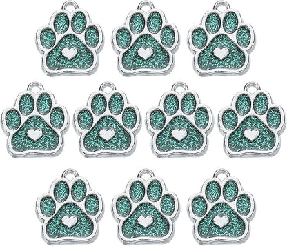 MECCANIXITY Cat Dog Paw Charm Footprint Paw Print Charm Alloy Enamel Pendants for DIY Jewelry Making, Earrings Necklaces Bracelets, Crafts