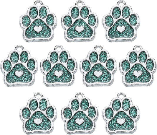 MECCANIXITY Cat Dog Paw Charm Footprint Paw Print Charm Alloy Enamel Pendants for DIY Jewelry Making, Earrings Necklaces Bracelets, Crafts