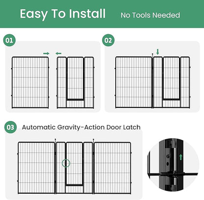 InfiniPower Dog Playpen for Yard, RV, Camping, 40 Inch 8 Panels Play Pen Indoor, Heavy Duty Indoor Outdoor Exercise Dog Pen for Small/Medium/Large Dogs, Black