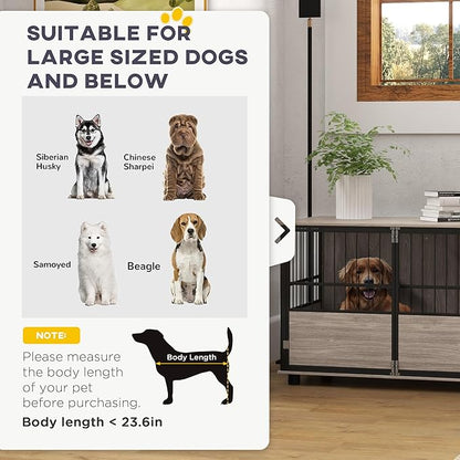PawHut 39.5" Dog Crate Furniture End Table, Wooden Dog Kennel Indoor Pet House with 3 Doors, for Small to Large Dogs