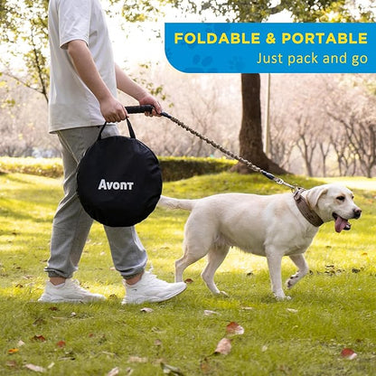 Avont Portable Dog Cat Playpen, Foldable Pop Up Pet Play Pen Travel Crate with Floor and Mesh Door Top for Indoor Outdoor Collapsible Tent Cage -M, Blue
