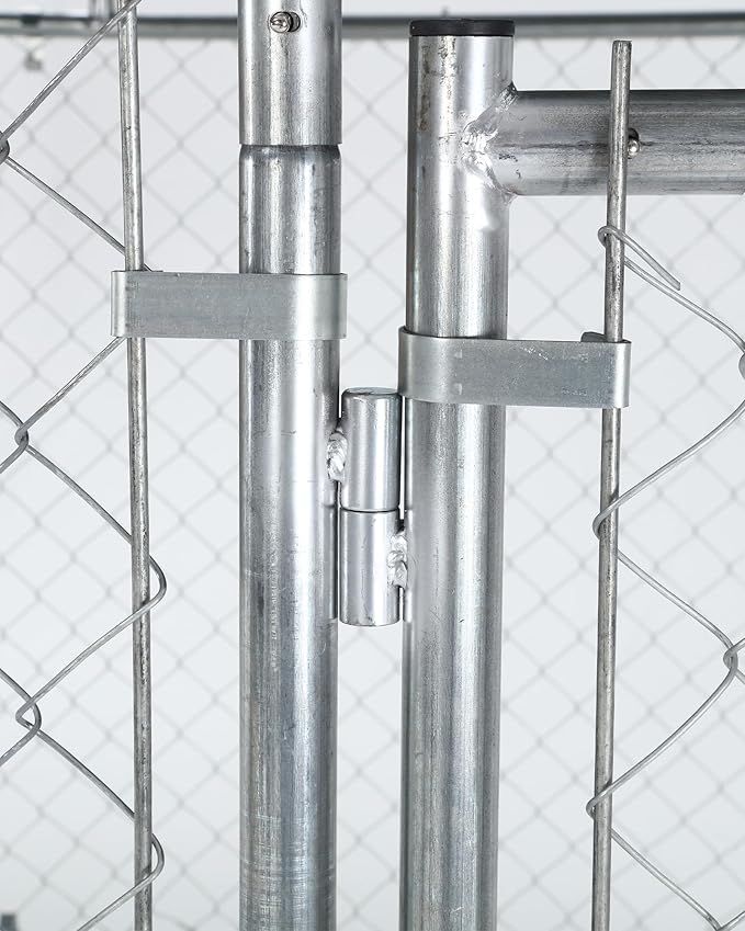 Large Outdoor Dog Kennel, 6.6 ×6.6×5.6FT Dog House, Enclosure with UV-Resistant Waterproof Cover, Dog Cage Outside with Galvanized Chain Link, Safe Lock for Yard