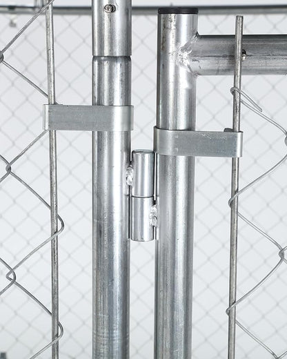 Large Outdoor Dog Kennel, 6.6 ×6.6×5.6FT Dog House, Enclosure with UV-Resistant Waterproof Cover, Dog Cage Outside with Galvanized Chain Link, Safe Lock for Yard