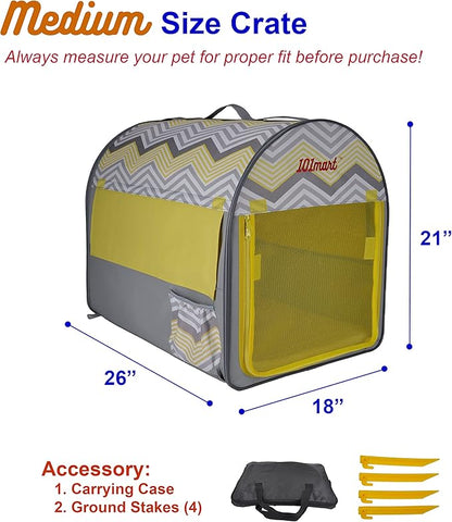 Premium Soft-Sided Folding Pet Tent | Portable Pet Crate for Home and On The Go | Made from Heavy-Duty Water-Resistant Canvas Fabric | Perfect for Indoor and Outdoor Use