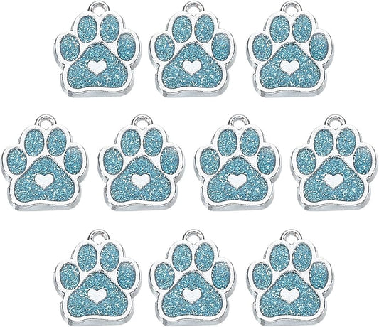 MECCANIXITY Cat Dog Paw Charm Footprint Paw Print Charm Alloy Enamel Pendants for DIY Jewelry Making, Earrings Necklaces Bracelets, Crafts