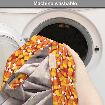 Lunarable Candy Corn Dog Crate Cover, Cartoon Style Pattern of Repetitive Nested Sweets Clutter, Easy to Use Pet Kennel Cover for Cats & Medium Dogs, 30 Inch, Marigold Vermilion