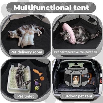 Dog Cat Playpen Indoor Outdoor, Premium Grey, Medium