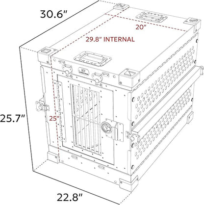 Heavy Duty Fully Collapsible Powder-Coated Aluminum Dog Crate - Small (Gray)