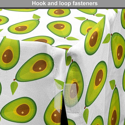 Lunarable Avocado Dog Crate Cover, Pattern of Sliced Healthy Fruits Scattered, Easy to Use Pet Kennel Cover for Medium Large Dogs, 42 Inch, Lime Green White Brown
