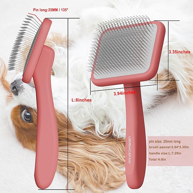Slicker Grooming Brush for Poodles, Goldendoodles and Long-Haired Dogs - Soft Pins for Thick, Fluffy Fur Grooming and Shedding Control (Large)