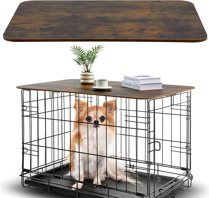 Dog Crate Topper Wood No Creases 42 Inch Nonslip Dog Table Topper Rustic Style Covers Decorative Kennel for Decorative Pet Furniture (Crate Not Include)