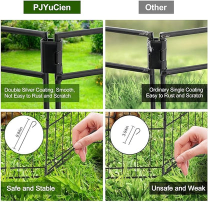 PJYuCien Dog Playpen - Metal Foldable Dog Exercise Pen, Pet Fence Puppy Crate Kennel Indoor Outdoor with 8 Panels 24”H & Bottom Pad for Small Medium Pets