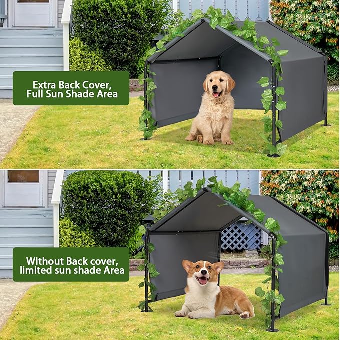Large Dog Shade for Outside - LitaiL Outdoor Dog Kennel for Small Dogs, 4.1'x4.1'x3.6' Outdoor Sun Rain Canopy Pet House, Waterproof Pet Canopy Shelter for Small Animals