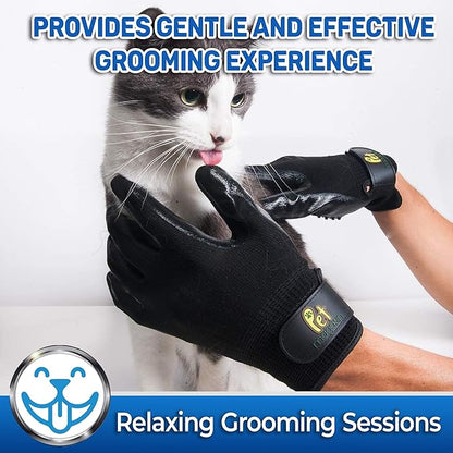 PET MAGASIN Dog Grooming Gloves for Gentle Deshedding and Bathing (Blue, Medium)