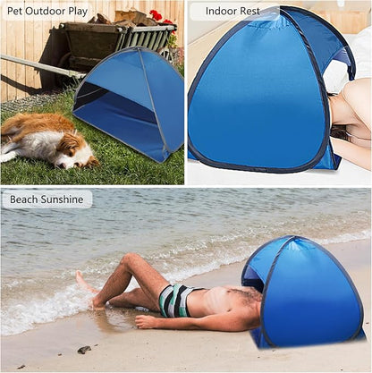 1pcs Pop Up Dog Cat Camping Tent, Blue Outdoor Play Tent House Portable Sun Shelter Pet Tent for Dogs Cats Puppy Kitty Other Small Animals, L