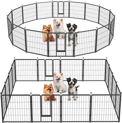 InfiniPower Dog Playpen for Yard, RV, Camping, 24 Inch 16 Panels Play Pen Indoor, Heavy Duty Indoor Outdoor Exercise Dog Pen for Puppies/Small Dogs, Black
