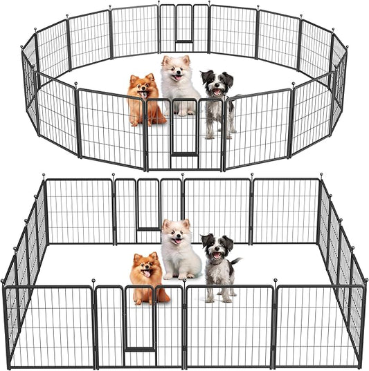 InfiniPower Dog Playpen for Yard, RV, Camping, 24 Inch 16 Panels Play Pen Indoor, Heavy Duty Indoor Outdoor Exercise Dog Pen for Puppies/Small Dogs, Black