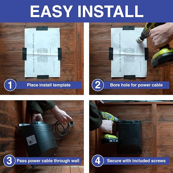 Climate Right 300W Electric Dog House Heater with an Abrasion-Resistant Cord & 3 Fan Settings for Dog Houses and Pet Enclosures