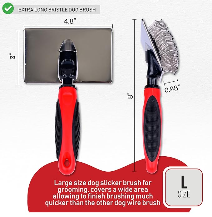 Slicker Brush for Dogs With Coated Tips - Extra Long Pins Removes Tangles - Doodle and Goldendoodle Brush Goes Deep Into Undercoat - Golden Retriever Brush for Shedding - Cepillo Para Perros