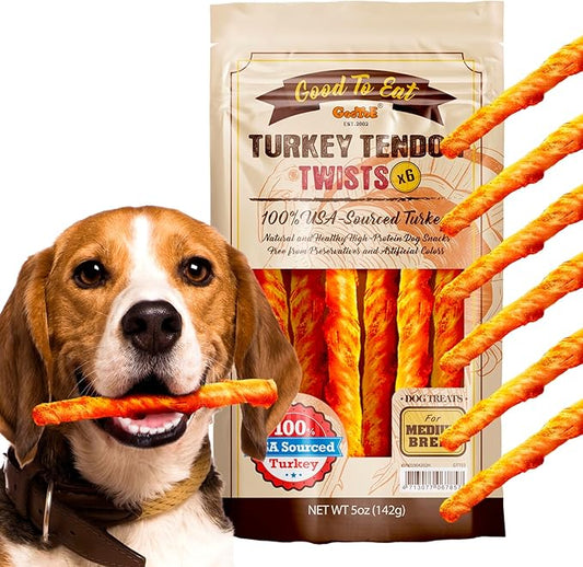 Gootoe Turkey Tendon Wrapped Chicken Stick – 100% USA-Sourced, Natural Snack, Premium Training Chews, Hypoallergenic, Rawhide-Free, Reseal Value Bags, Size for Small Dogs, Twists (Medium) 6 Unit/Pack