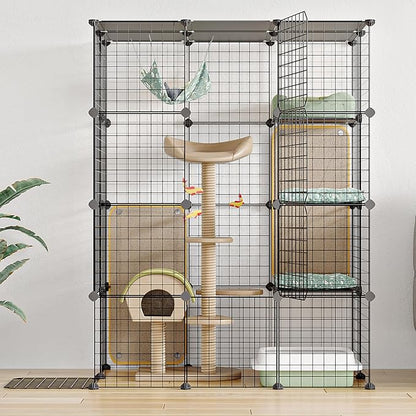 Oneluck 4-Tier 55 Inch Large Cat Cages DIY Cat Playpen Detachable Metal Wire Kennels Cat Crate Exercise Extra Place Ideal for 1-2 Cat