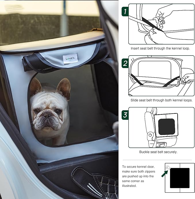Love's cabin 42in Portable Large Dog Bed - Pop Up Dog Kennel, Indoor Outdoor Crate for Pets, Portable Car Seat Kennel, Cat Bed Collection, Grey