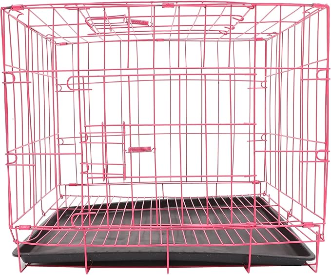 POPETPOP Large Dog Crate Pet Folding Cage Collapsible Dog Cage Indoor Outdoor Dog Crate Small Metal Wire Dog Crate with Leak- Pan Portable Pet Cage for Puppy Cat Rabbit Dog Kennel