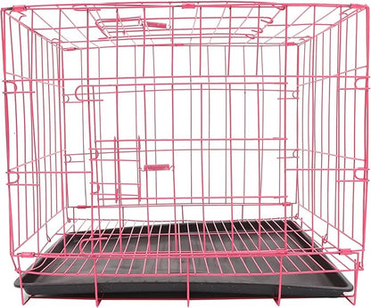 POPETPOP Large Dog Crate Pet Folding Cage Collapsible Dog Cage Indoor Outdoor Dog Crate Small Metal Wire Dog Crate with Leak- Pan Portable Pet Cage for Puppy Cat Rabbit Dog Kennel