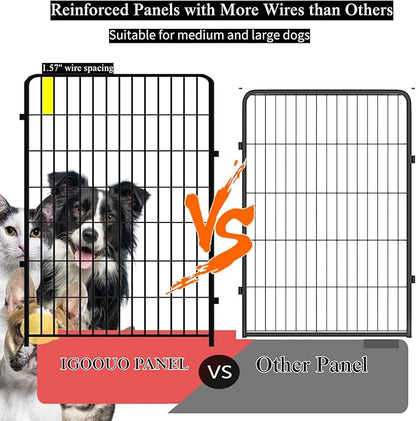 Dog Playpen Outdoor for Medium/Large Dogs 36'' High, 2 Add-On Heavy Duty Dog Playpen with Rustproof and Sturdy Stakes, 3ft Dog Fence for RV Camping