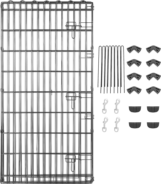 Amazon Basics Foldable Octagonal Metal Exercise Dog Playpen - Indoor/Outdoor, Single Door, Extra Large (8 Panels, 24 x 48), Easy to assemble and store customize, 48" - X-Large, Black