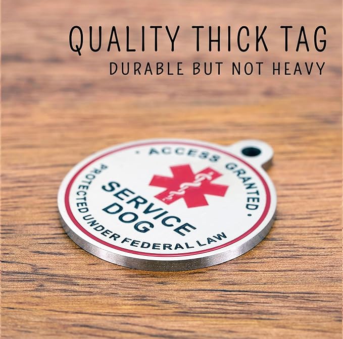 Service Dog ID Tag for Small & Large Dogs - Emotional Support ESA Medical Alert Collar Accessory - Durable Stainless Steel Service Animal Tag - Don't Pet Me Service Tag in Silver Small