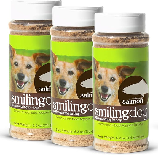 Herbsmith Kibble Seasoning – Freeze Dried Raw Salmon – DIY Raw Coated Kibble Mixer - Dog Food Topper for Picky Eaters, 6.2 oz [Bundle x3]