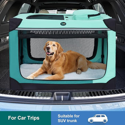 Ownpets Collapsible Dog Crate, 36 inch Portable Travel Dog Crate for Large Dogs, 4-Door Foldable Pet Kennel with Durable Mesh Windows & Double-Sided Soft Mat