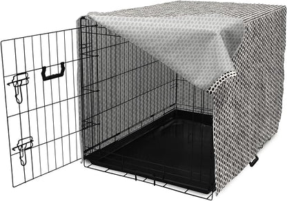 Lunarable Abstract Dog Crate Cover, Monochrome Grunge Pattern with Modern Round Shapes Print, Easy to Use Pet Kennel Cover for Medium Large Dogs, 48 Inch, Grey Charcoal