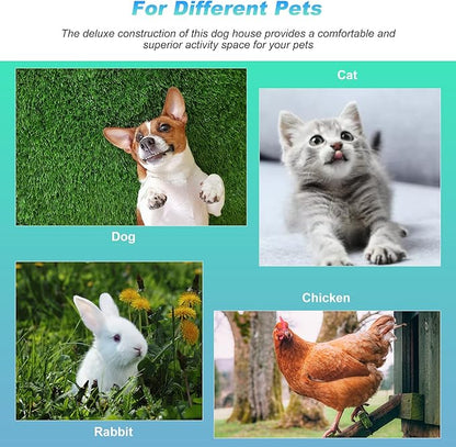 FDW Dog House Indoor Outdoor Durable Ventilate Waterproof Pet Plastic Dog House for Small Medium Large Dogs Insulated Puppy Shelter Kennel Crate with Air Vents and Elevated Floor