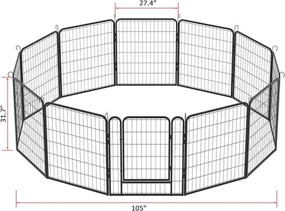 KEIKI 12 Panels 31.7" H Heavy Duty Metal Playpen with Door for Dog Fence,Pet Exercise Pen Versatile Shape for Outdoor Indoor