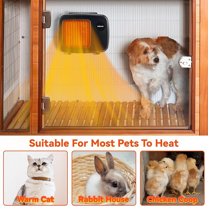 Dreyoo Dog House Heater with Thermostat, Pet House Heater with 6FT Anti Chew Cord and Safe Overheat Protection, 2 Heating Mode (200/400W) Pet House Furnace for Dogs Chicken Coops Rabbits (Black,2 Pcs)