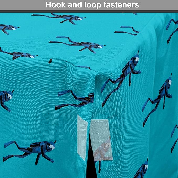 Lunarable Scuba Dog Crate Cover, Repeating Diving Man Nautical Pattern, Easy to Use Pet Kennel Cover for Small Dogs Puppies Kittens, 18 Inch, Sea Blue Night Blue