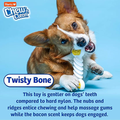 Hartz Chew ‘n Clean Twisty Bone Dog Chew Toy, Bacon Scented for Moderate Chewers, Extra Small