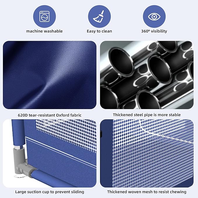 42 × 42 Inch Puppy PlayPen, Dog Playpen with Mat for Puppies, Small and Medium Dogs, Pet PlayPen for Outdoors & Indoors