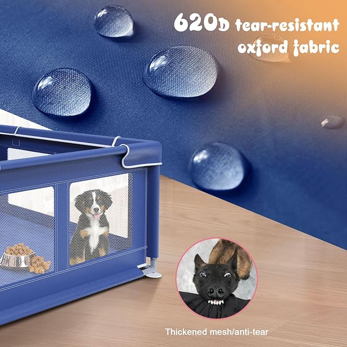 Puppy PlayPen 42 × 42 Inch, Dog Playpen with Gate for Puppies, Small and Medium Dogs, Pet PlayPen for Outdoors & Indoors, Tear Resistant Fabric.