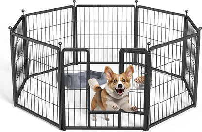 HealSmart Dog Playpen Indoor, Puppy Playpen Indoor for Yard, Camping, 24" Height 8 Panels Heavy Duty Dog Pen for Puppies/Small Dogs, Black