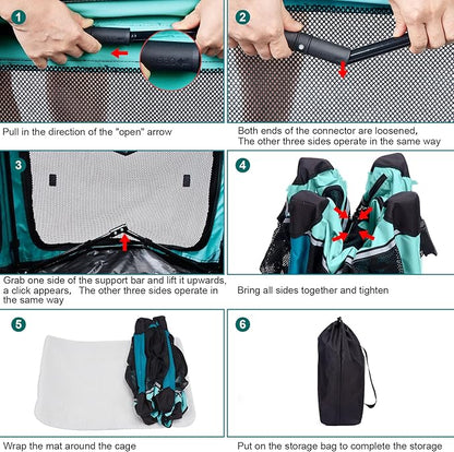 Ownpets Collapsible Dog Crate, 42 inch Portable Travel Dog Crate for Large Dogs, 4-Door Foldable Pet Kennel with Durable Mesh Windows & Soft Mat