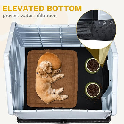 DWVO Robust Weatherproof Dog House, Indoor & Outdoor Safe Haven for Small to Medium Dogs, Easy Assembly & Cleaning (28.5''L*26''W*28''H, Grey)