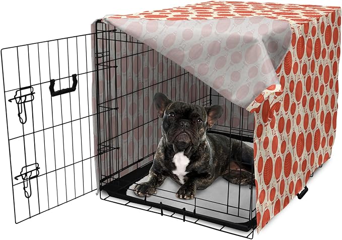 Lunarable Oriental Dog Crate Cover, Folk Lamps Cartoon Style Cheerful Pattern with Chinese Ethnicity, Easy to Use Pet Kennel Cover for Cats & Medium Dogs, 24 Inch, Pale Yellow and Vermilion