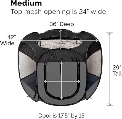 Furhaven Portable Dog Playpen Cat Tent, Pet playground/kennel foldable indoor outdoor zippered puppy crate - Gray, Medium